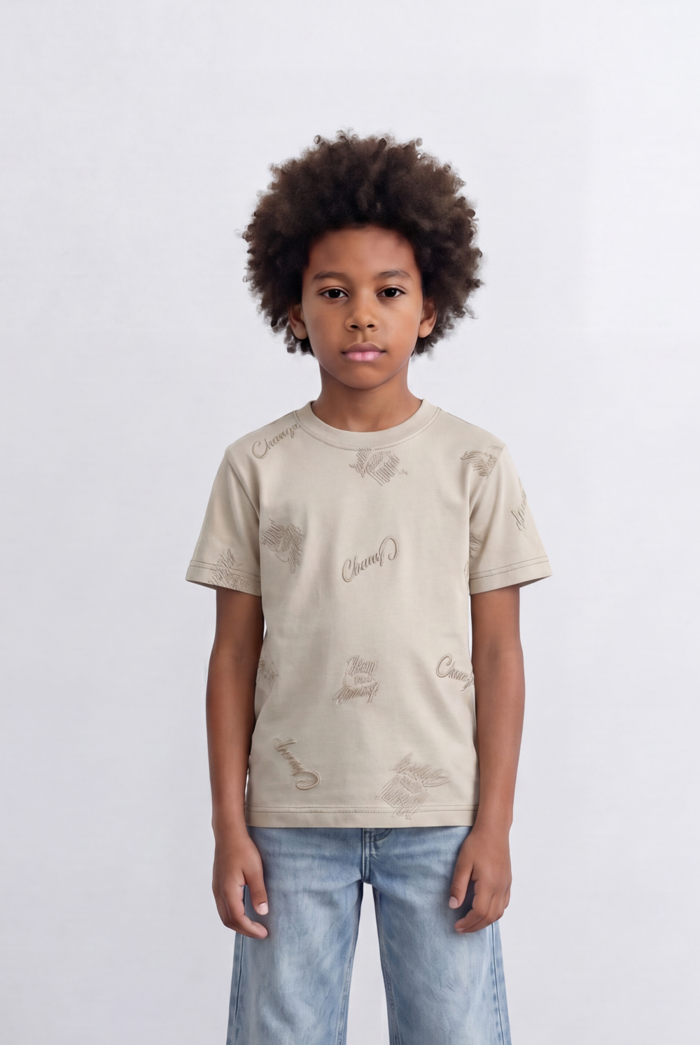 Boy's All Over Embroidery T-Shirt Everyday Style