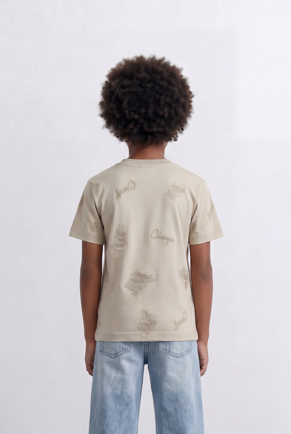 Boy's All Over Embroidery T-Shirt Everyday Style
