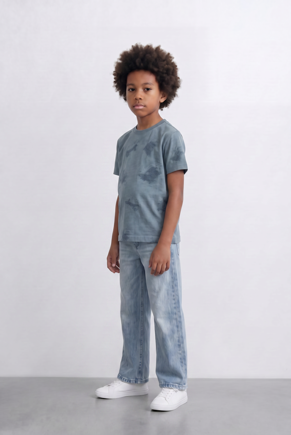 Boy's All Over Embroidery T-Shirt Everyday Style
