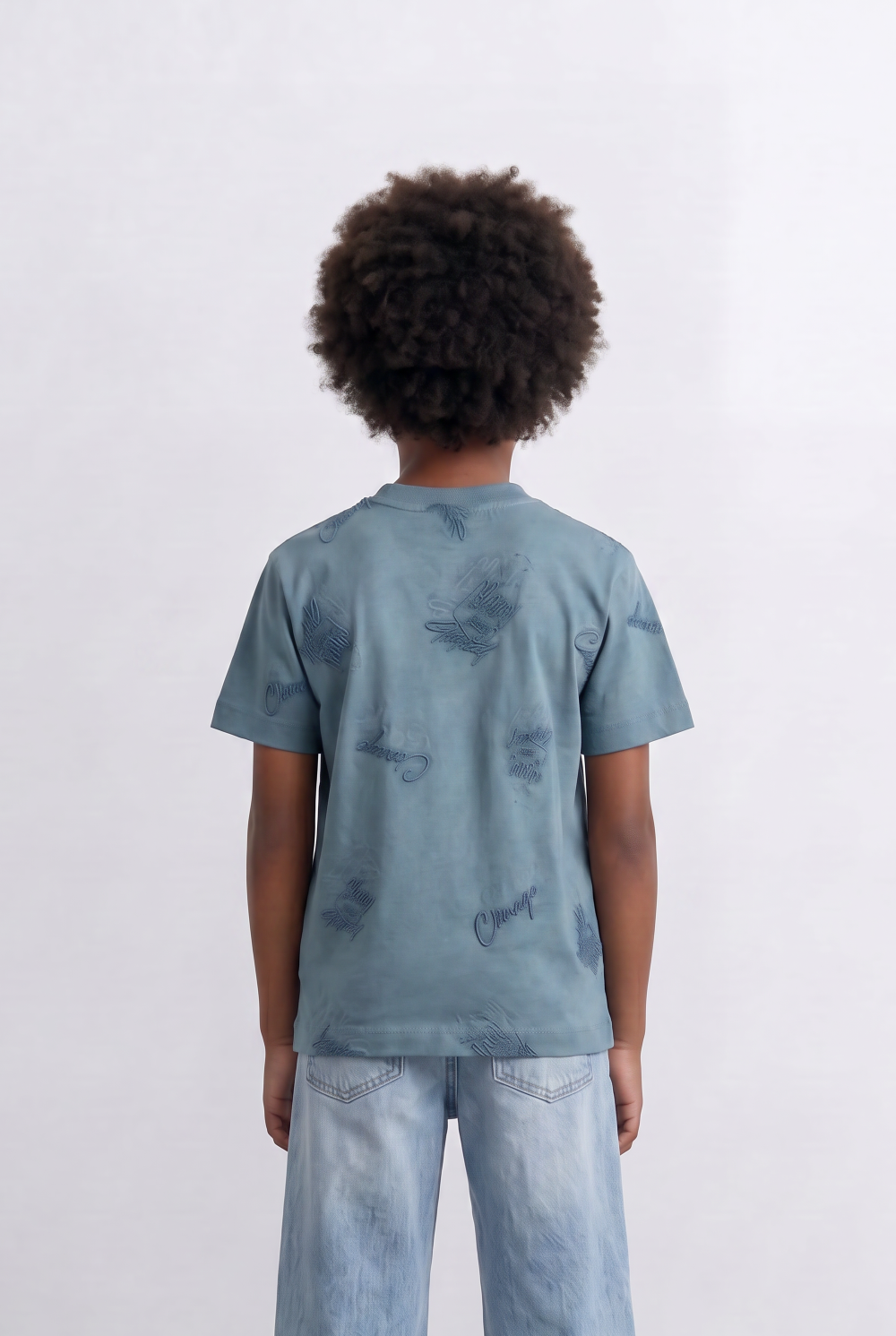 Boy's All Over Embroidery T-Shirt Everyday Style