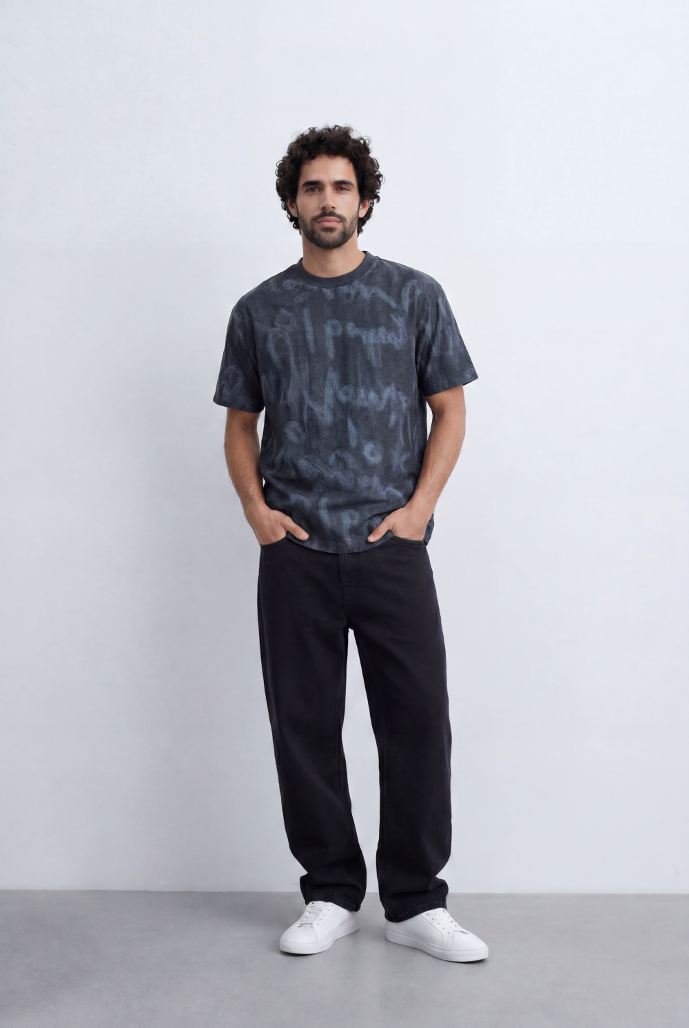 Men’s Graffiti Wash T-Shirt All Over Scribble Print