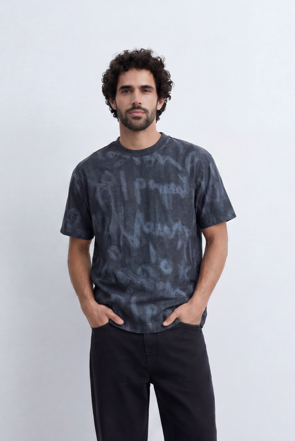 Men’s Graffiti Wash T-Shirt All Over Scribble Print