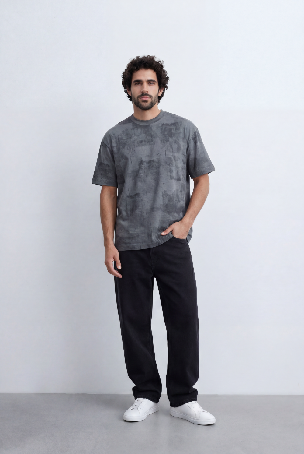 Men’s Abstract Wash T-Shirt Tonal Fade Texture