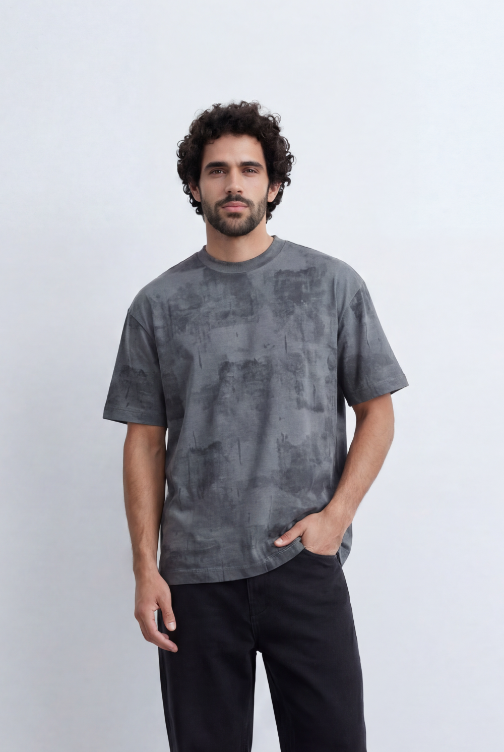 Men’s Abstract Wash T-Shirt Tonal Fade Texture