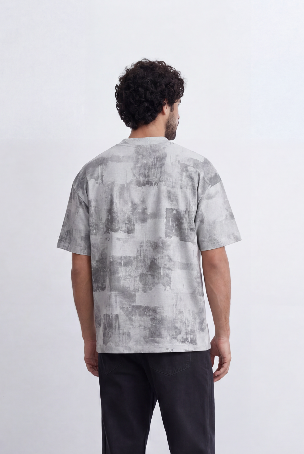 Men’s Abstract Wash T-Shirt Tonal Fade Texture
