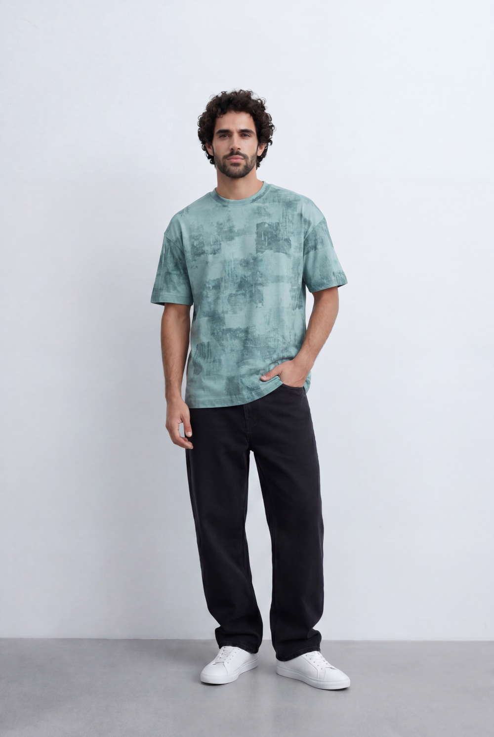 Men’s Abstract Wash T-Shirt Tonal Fade Texture
