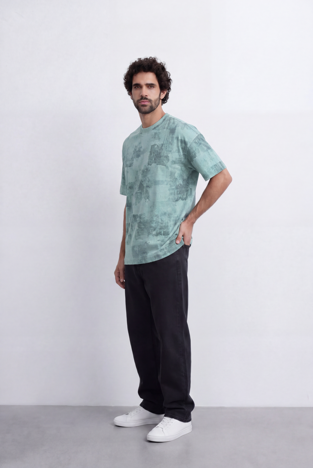 Men’s Abstract Wash T-Shirt Tonal Fade Texture