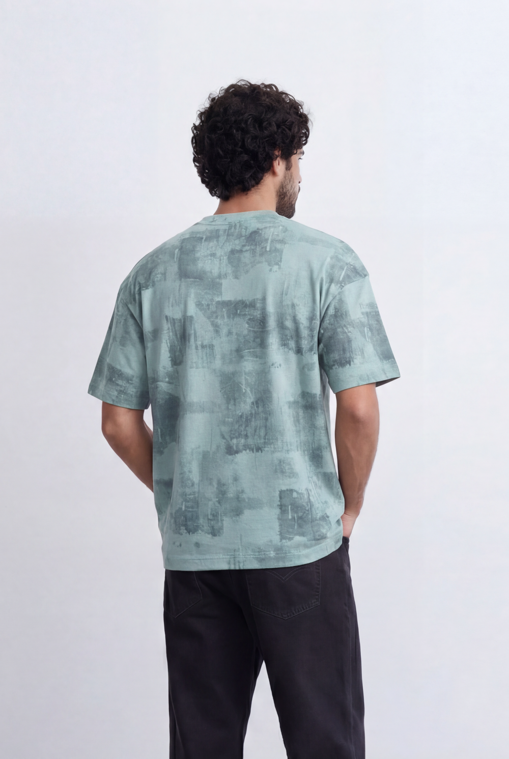 Men’s Abstract Wash T-Shirt Tonal Fade Texture