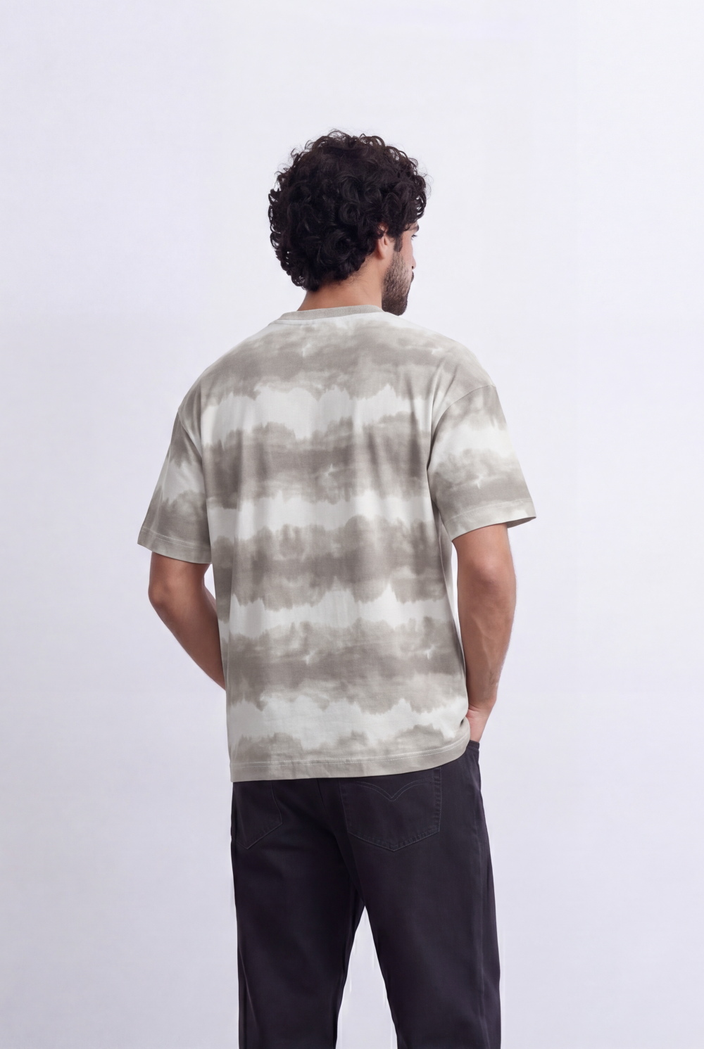 Men’s Textured Horizontal Pattern T-Shirt Tie Dye Stripe
