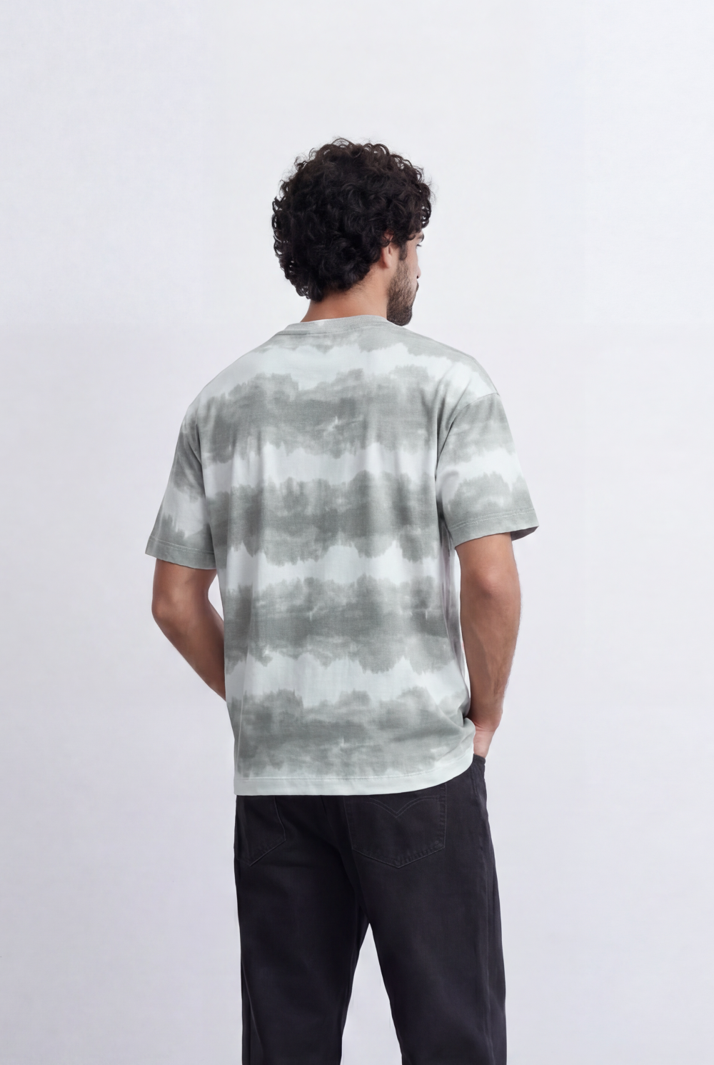 Men’s Textured Horizontal Pattern T-Shirt Tie Dye Stripe