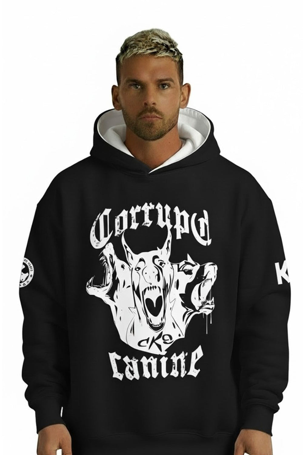Corrupt Canine Savage Print Oversized Men Hoodie