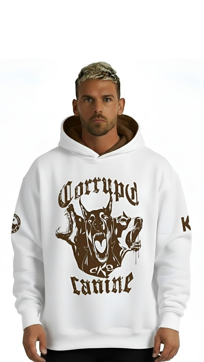 Corrupt Canine Savage Print Oversized Men Hoodie