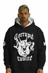 Corrupt Canine Savage Print Oversized Men Hoodie