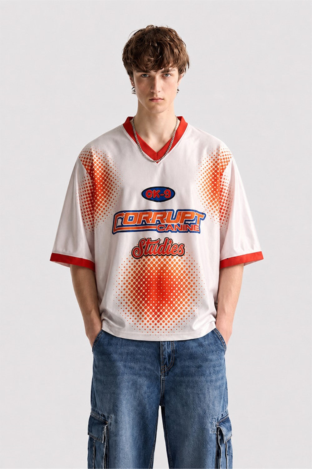 Men’s Oversized Y2K V-Neck Jersey