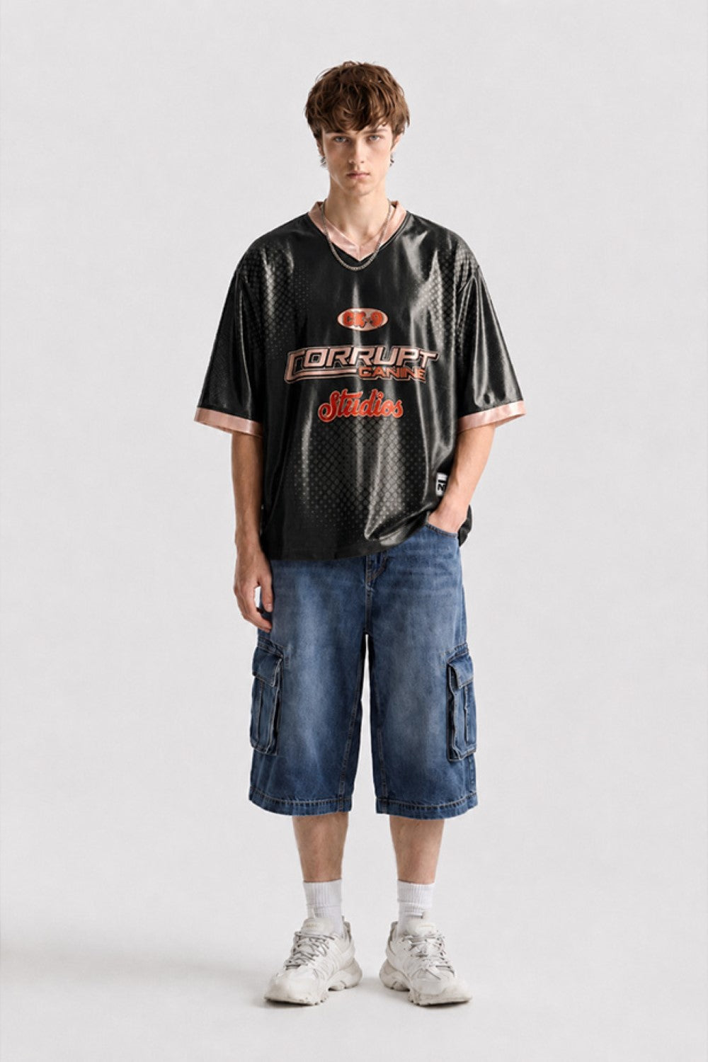 Men’s Oversized Y2K V-Neck Jersey