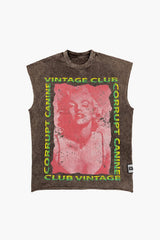 Men’s Vintage Acid Wash Graphic Sleeveless T-Shirt
