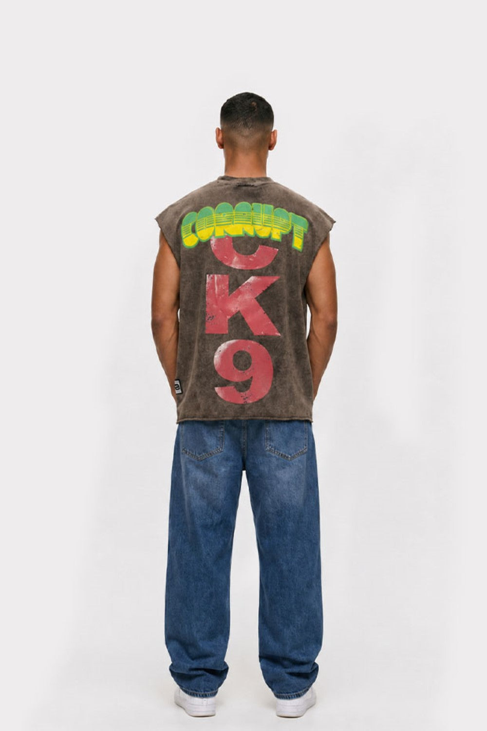 Men’s Vintage Acid Wash Graphic Sleeveless T-Shirt