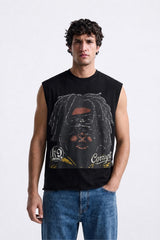 Men’s Oversized Streetwear Graphic Sleeveless T-Shirt