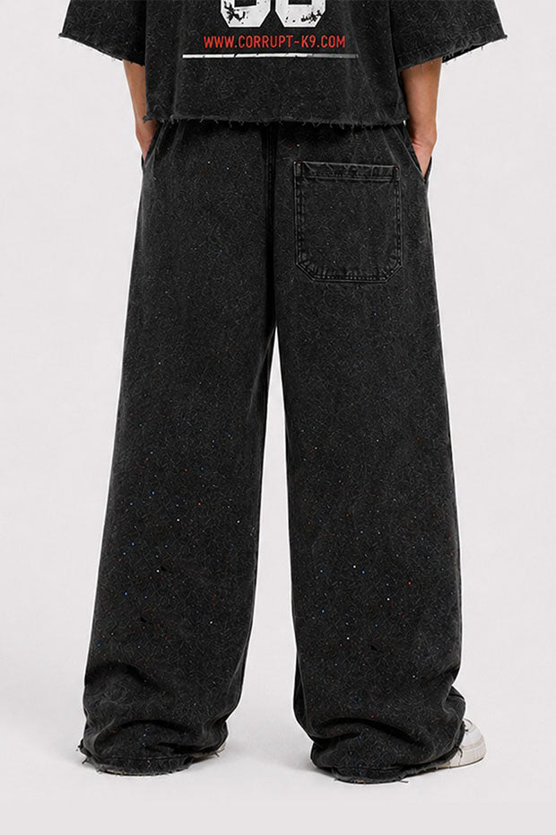 Tomatos Men's Wide-Leg Acid Wash Graphic Sweatpants
