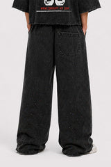 Tomatos Men's Wide-Leg Acid Wash Graphic Sweatpants