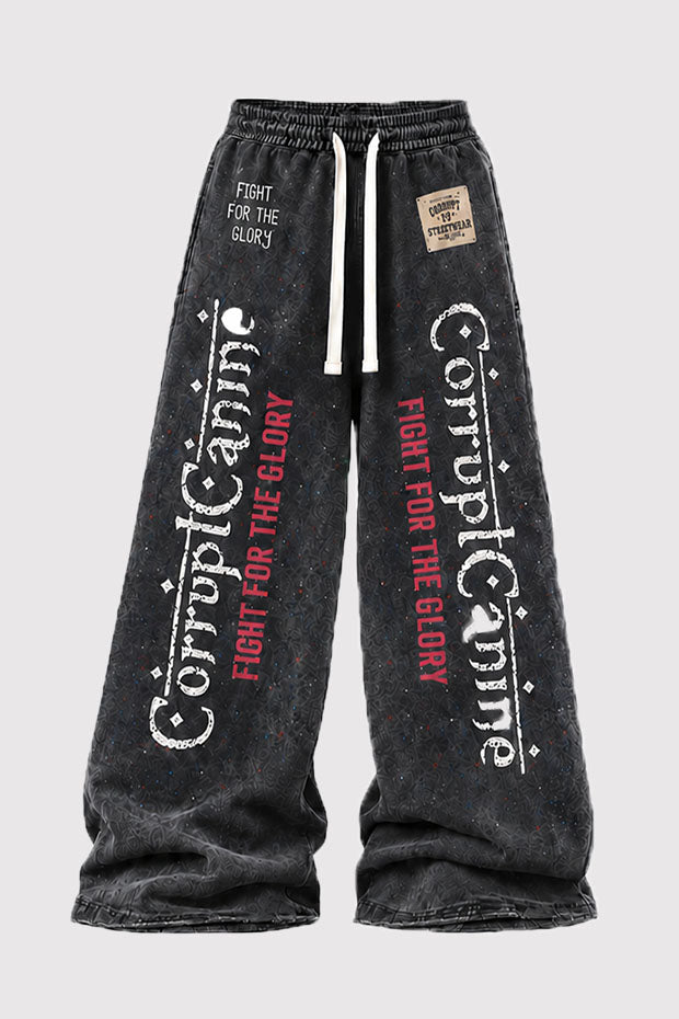 Tomatos Men's Wide-Leg Acid Wash Graphic Sweatpants