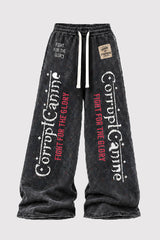 Tomatos Men's Wide-Leg Acid Wash Graphic Sweatpants