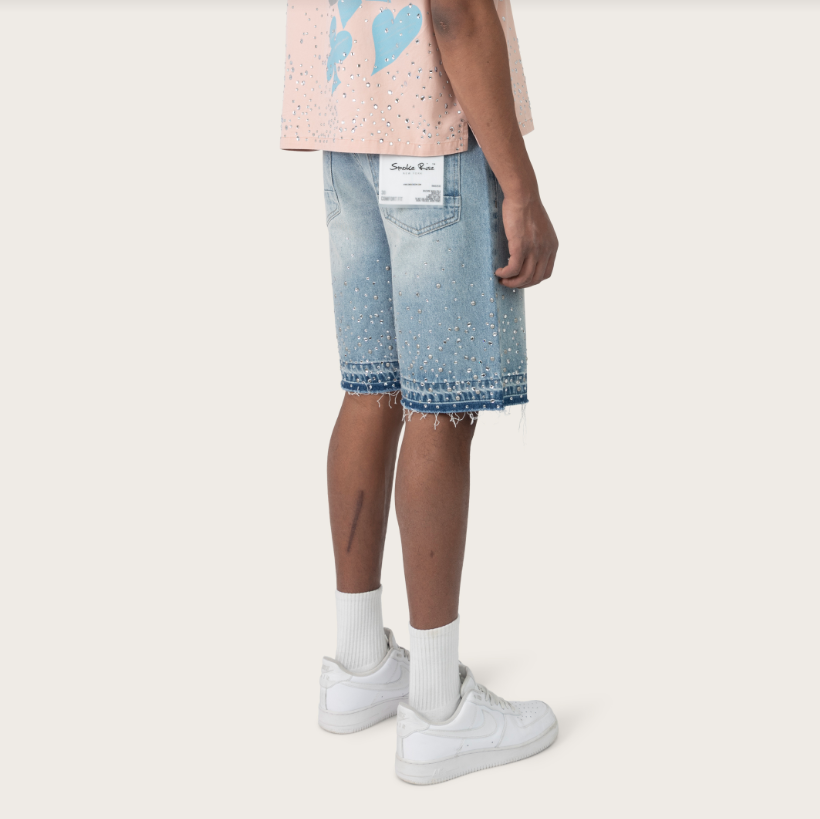 MIXED STUD JEAN SHORTS