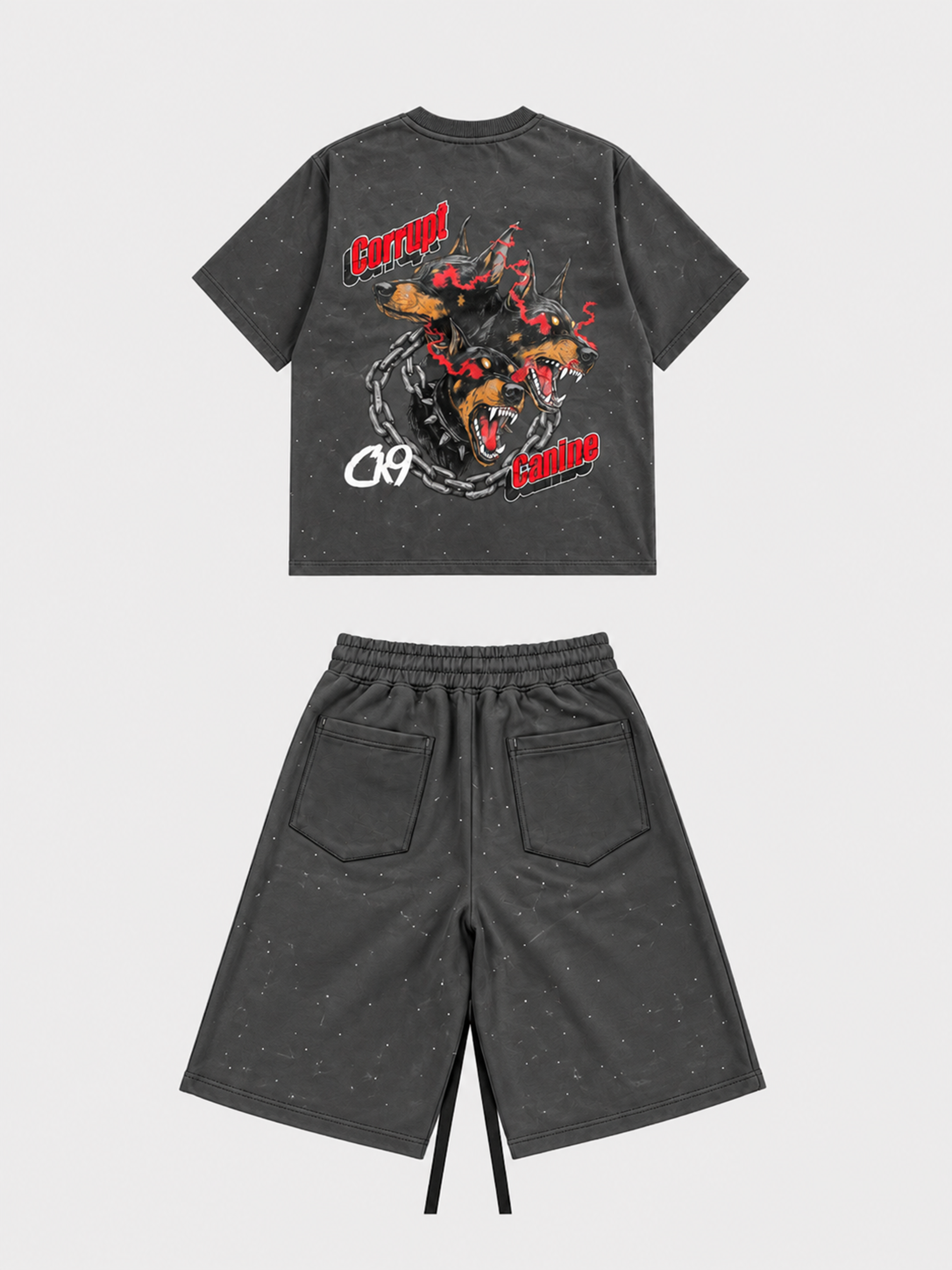 Tomatos Men's Oversized CK9 Graphic Melton Shorts | Shorts