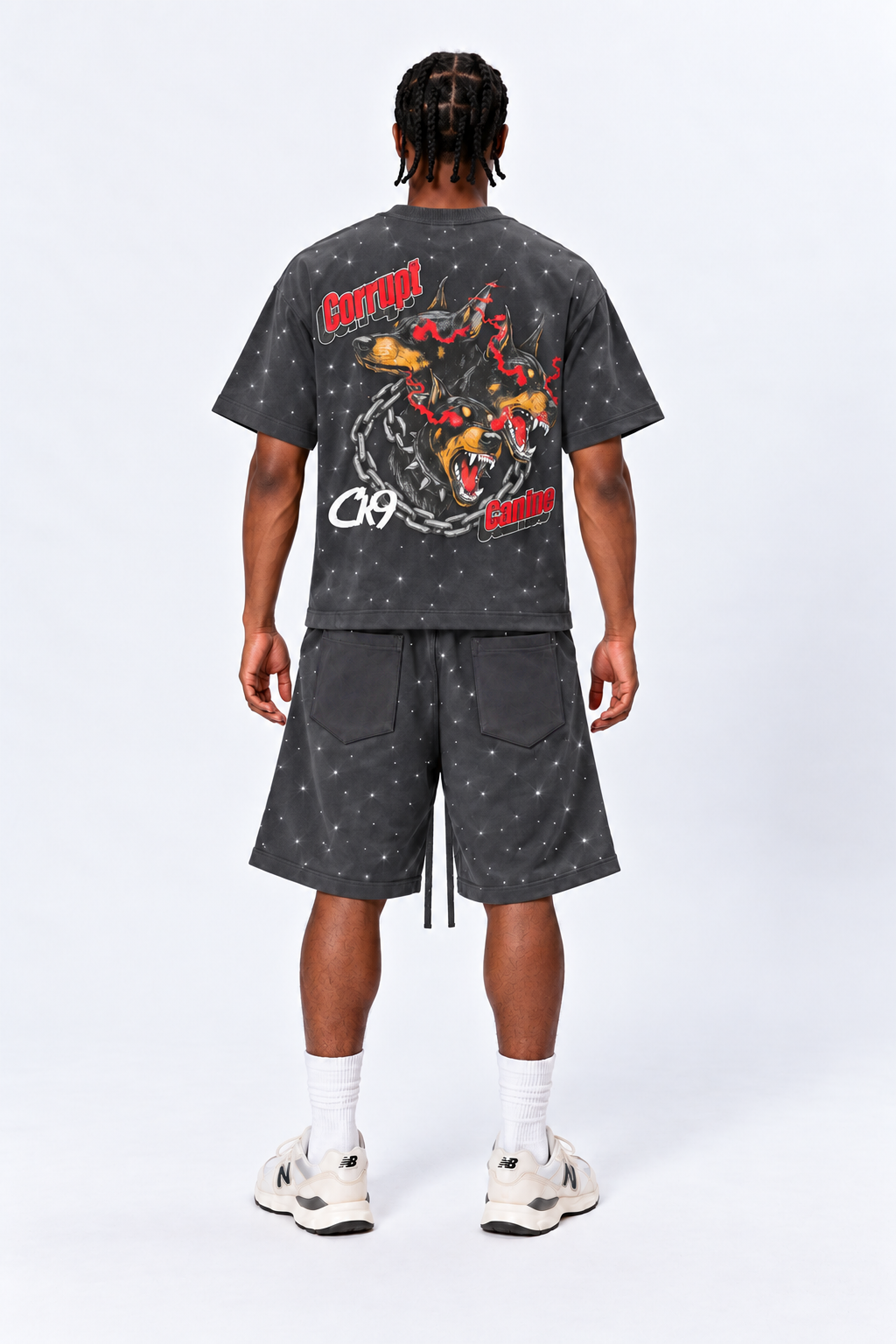 Tomatos Men's Oversized CK9 Graphic Melton Shorts | Shorts