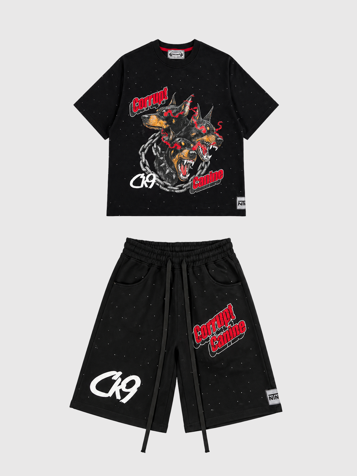 Tomatos Men's Oversized CK9 Graphic Melton Shorts | Shorts