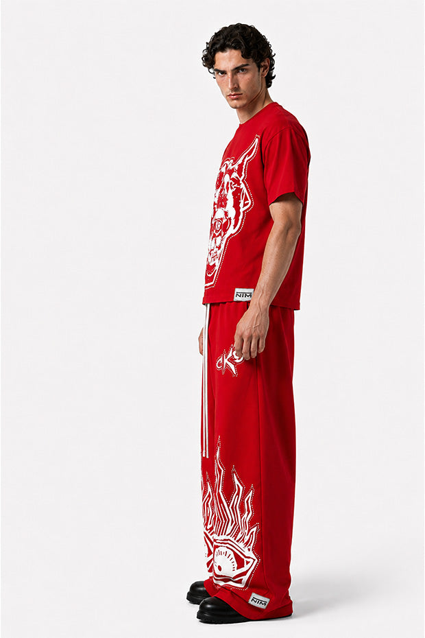 Tomatos Men's Wide-Leg Graphic Sweatpants | Baggy Pants