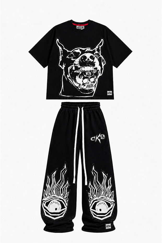 Tomatos Men's Wide-Leg Graphic Sweatpants | Baggy Pants
