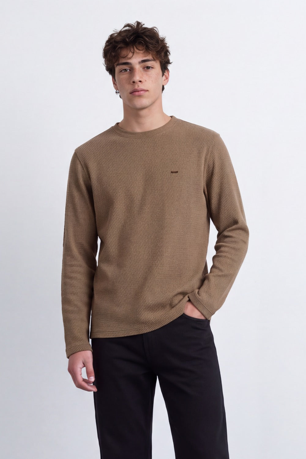 Tomatos Men's Classic Basic Long Sleeve Crewneck T-Shirt
