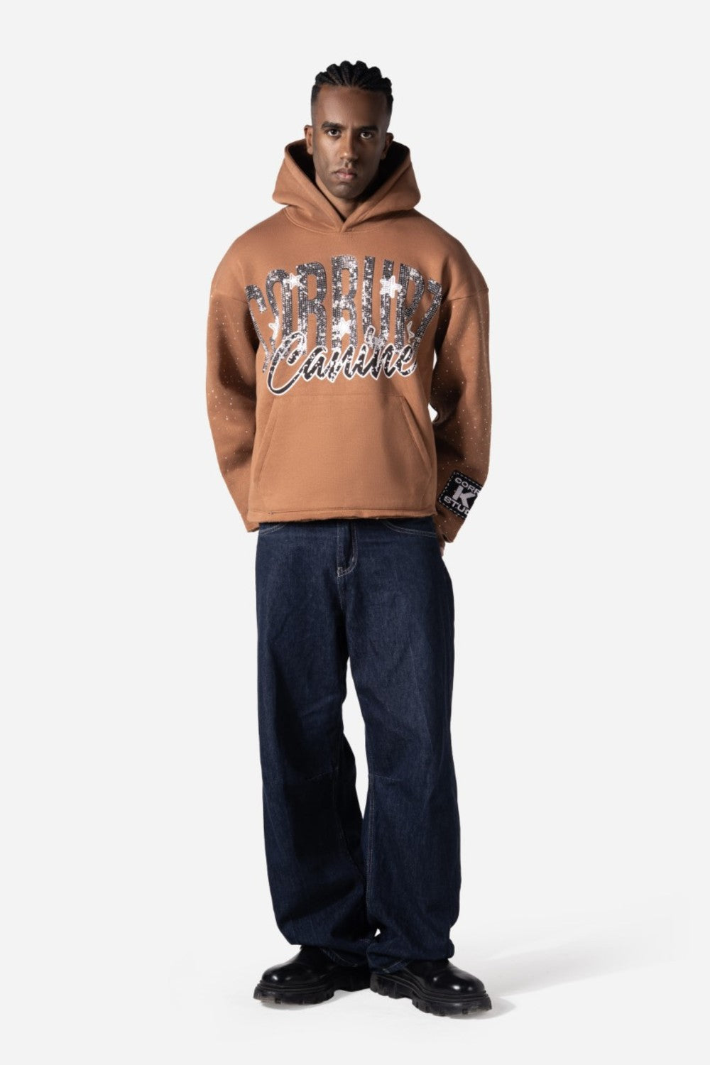 Graphic Rhinestone Corrupt Canine Men Hoodie