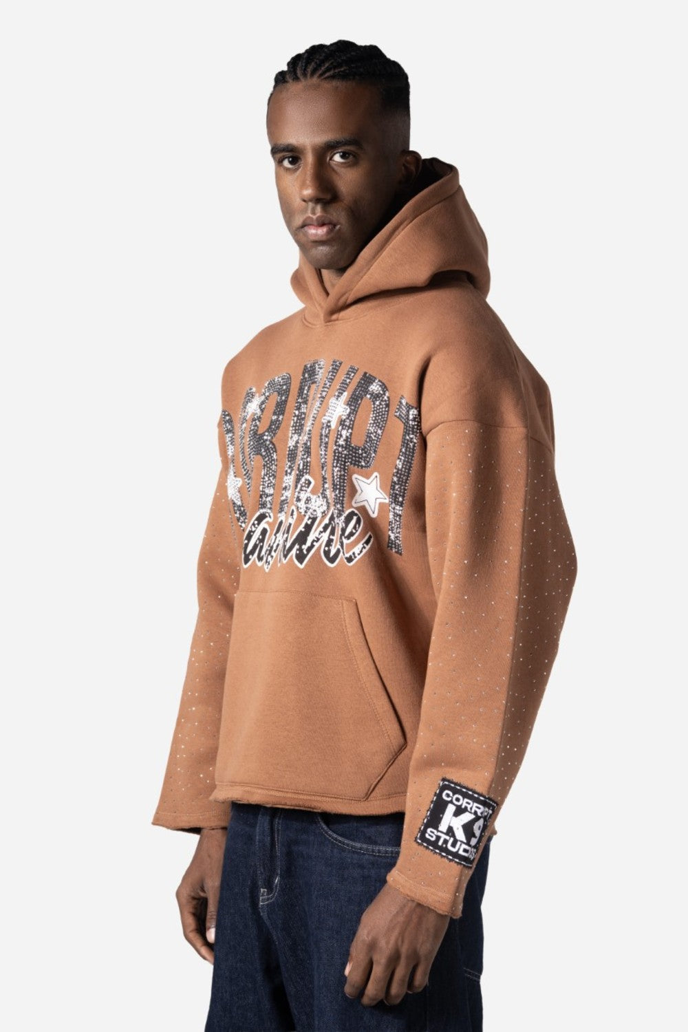 Graphic Rhinestone Corrupt Canine Men Hoodie