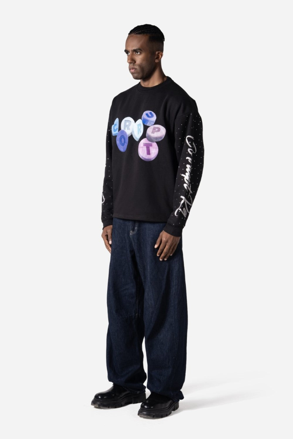 Rhinestone CorruptK9 Reversible Men Sweatshirt