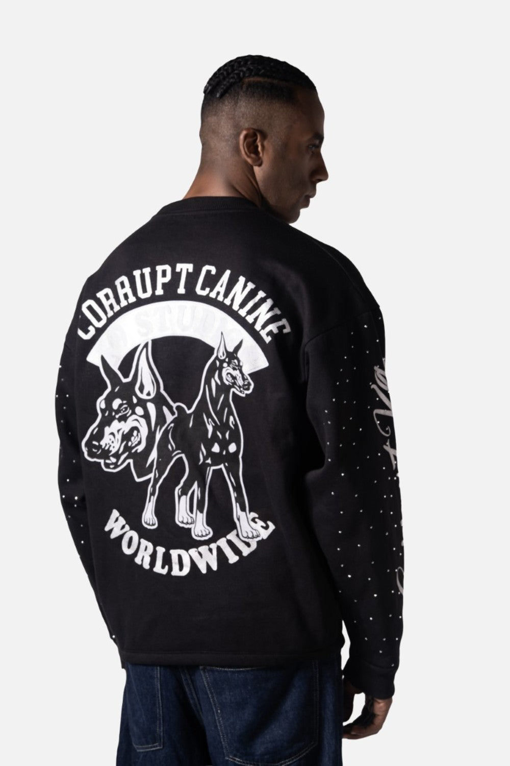 Rhinestone CorruptK9 Reversible Men Sweatshirt