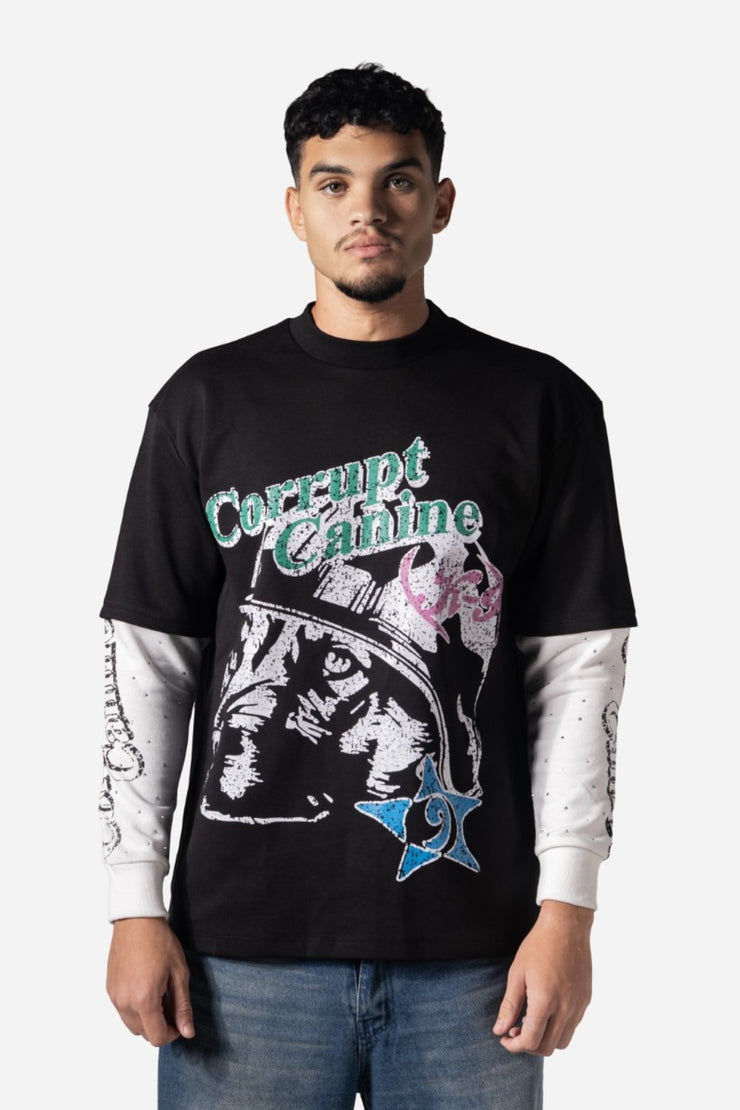 C-K9 Dual Shade Double Layer Rhinestone Men Sweatshirt