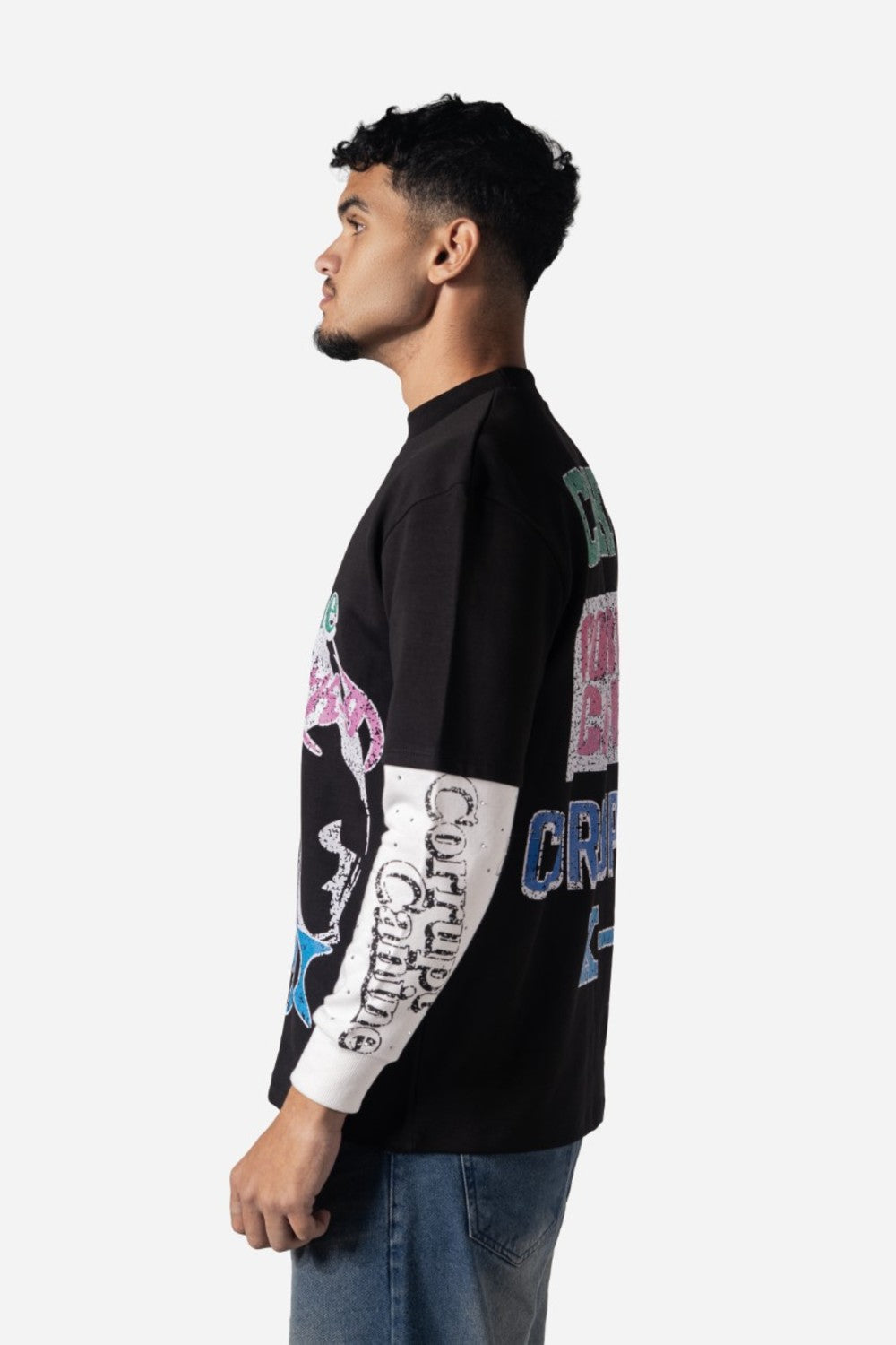 C-K9 Dual Shade Double Layer Rhinestone Men Sweatshirt