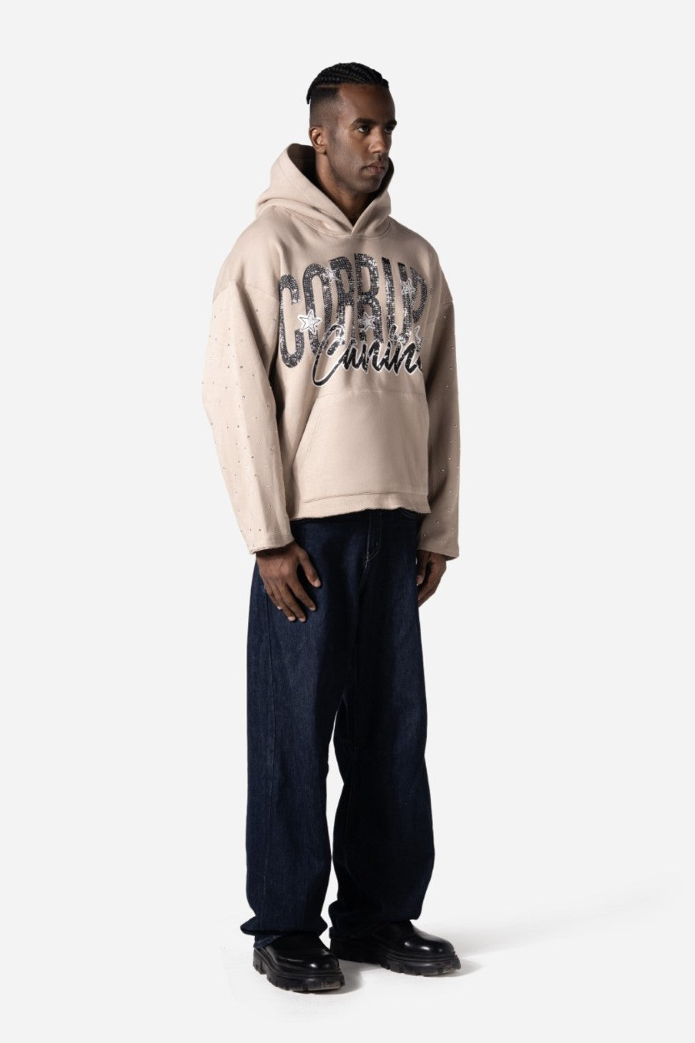 Graphic Rhinestone Corrupt Canine Men Hoodie