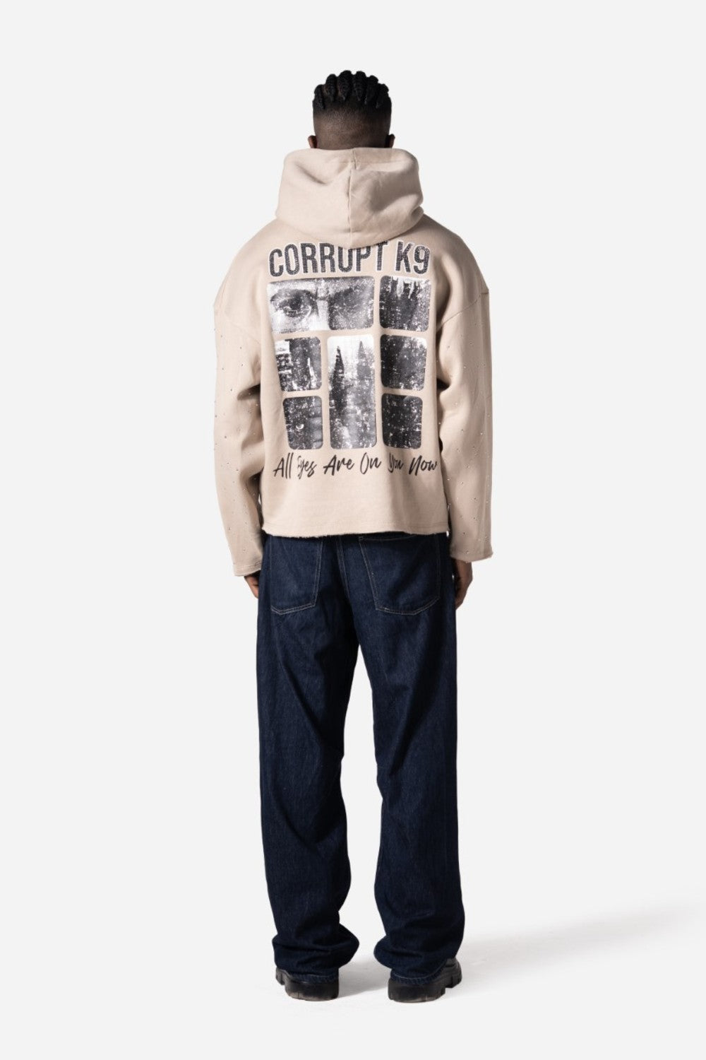 Graphic Rhinestone Corrupt Canine Men Hoodie