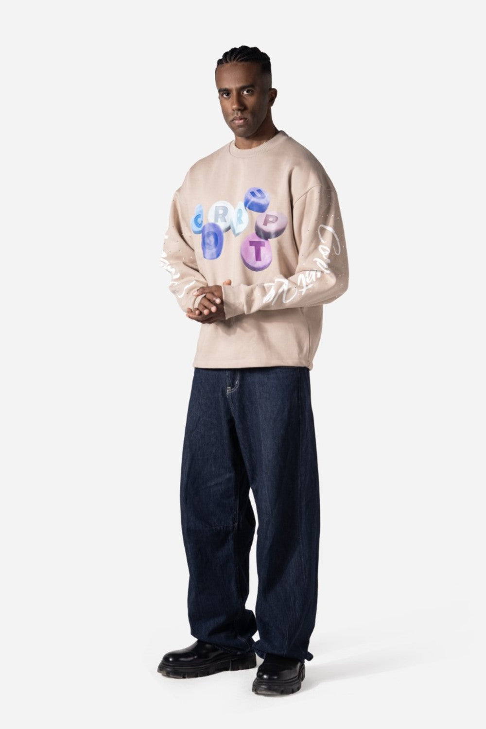 Rhinestone CorruptK9 Reversible Men Sweatshirt