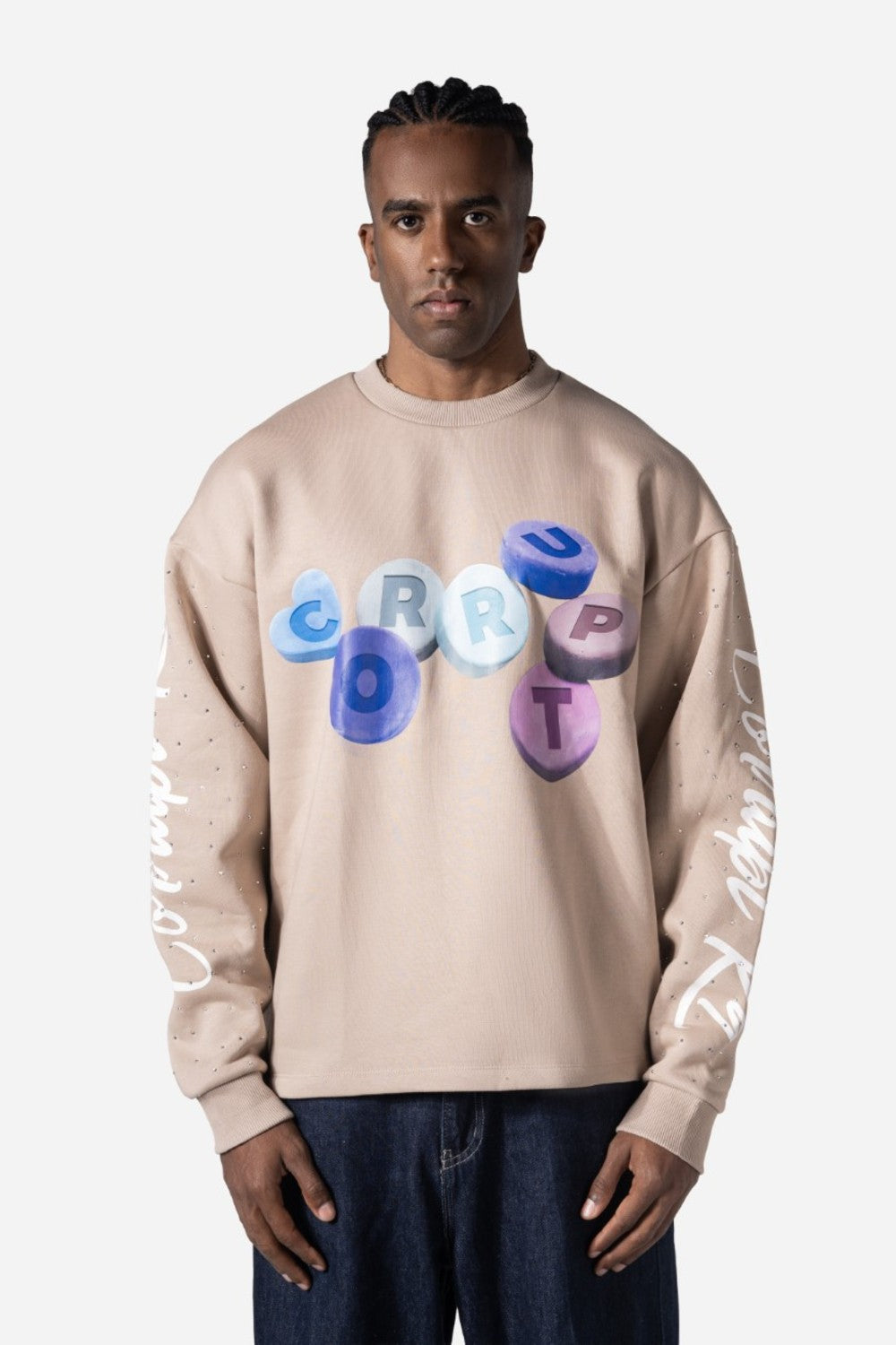 Rhinestone CorruptK9 Reversible Men Sweatshirt