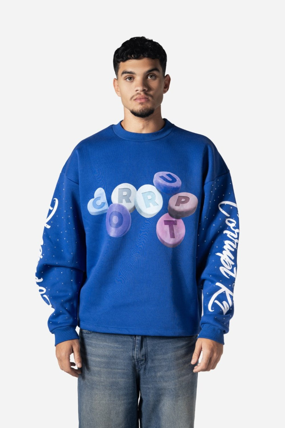 Rhinestone CorruptK9 Reversible Men Sweatshirt