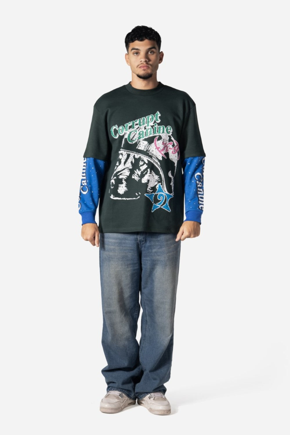 C-K9 Dual Shade Double Layer Rhinestone Men Sweatshirt