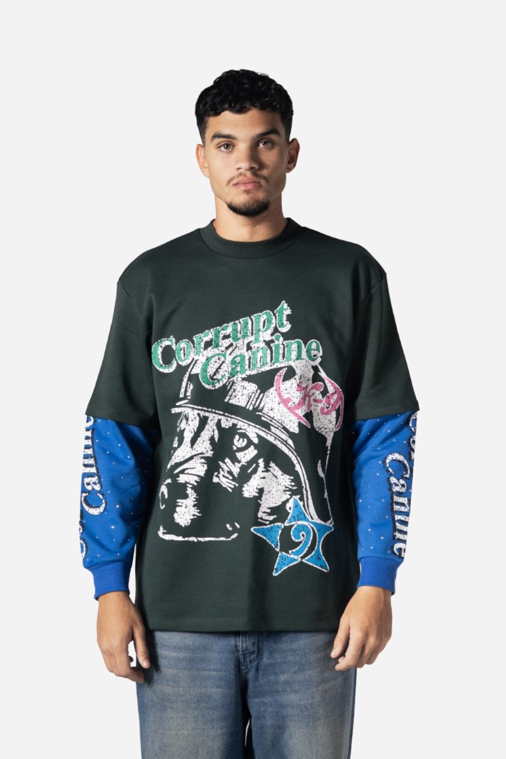 C-K9 Dual Shade Double Layer Rhinestone Men Sweatshirt