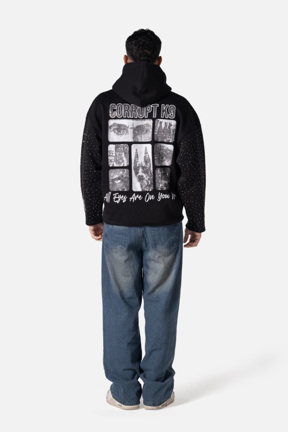 Graphic Rhinestone Corrupt Canine Men Hoodie