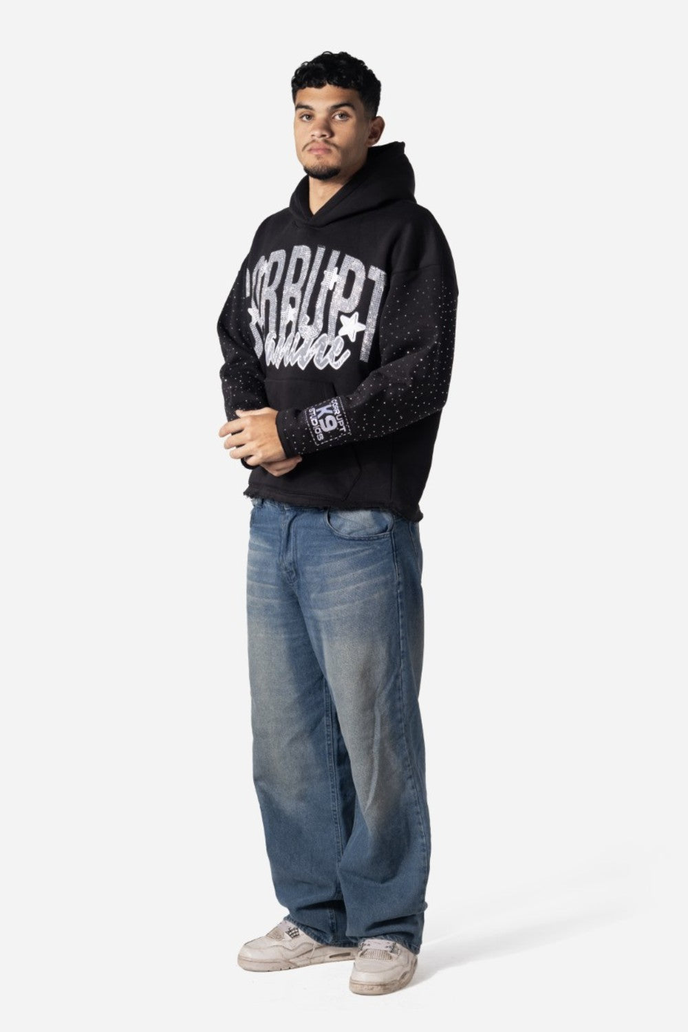 Graphic Rhinestone Corrupt Canine Men Hoodie