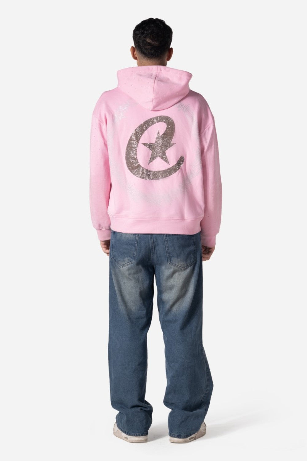 Logos Print Rhinestone Zip-Up Men Hoodie