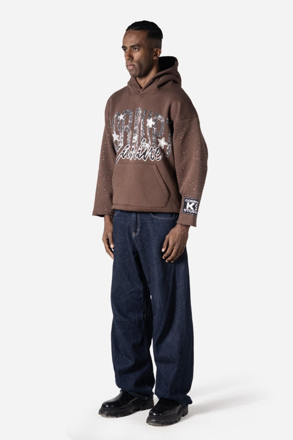 Graphic Rhinestone Corrupt Canine Men Hoodie